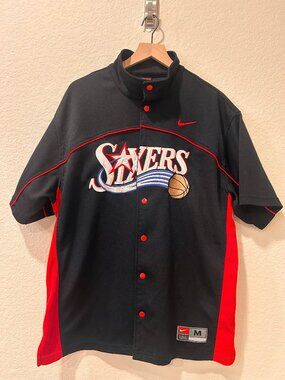 Vintage Nike Philadelphia 76ers Warm Up Shooting Jersey NBA Mens Medium